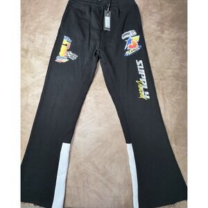 Supply & Demand Men's Jogger Pants Black Fleece Sweatpants XL NWT Raw Hem